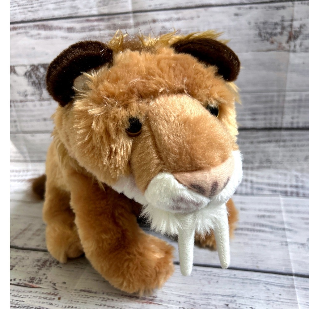 Wild Republic Prehistoric Sabertooth Tiger 13" Plush Stuffed Lion Toy